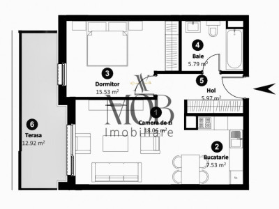 Apartament cu 2 camere de vanzare semifinisat, in bloc nou - Intre Lacuri 