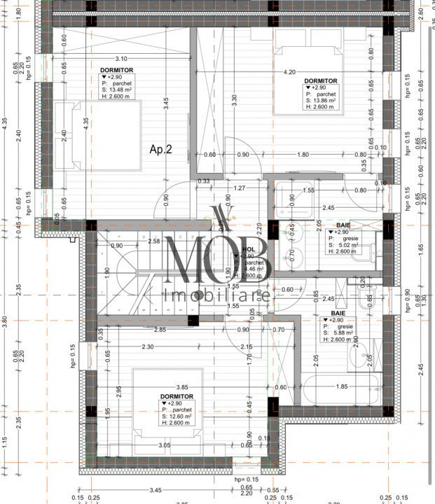 Casa duplex 4 camere, semifinisata, terasa circulabila, Floresti 