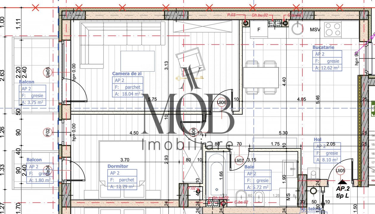 Apartament 3 camere, etaj intermediar, semifinisat, garaj, BLOC NOU, Marasti