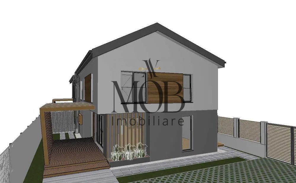 Duplex 4 camere, 129 mp utili, 189 mp curte, SEMIFINISAT, zona Terra