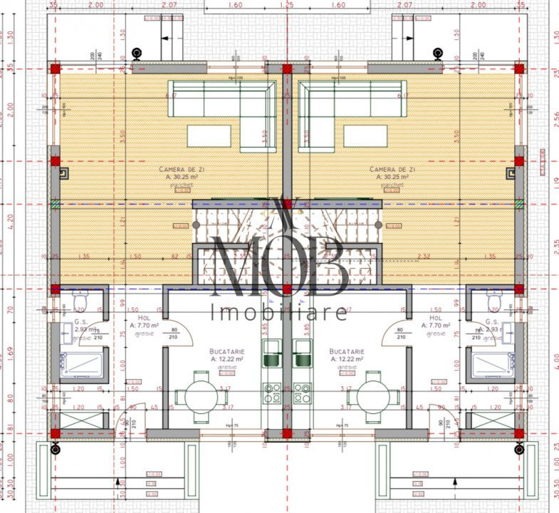 Duplex de vanzare, 5 camere, 120 mp utili, curte 190mp, zona Tauti