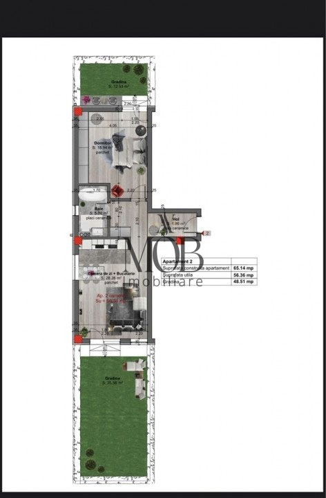 Apartament 2 camere, 2 gradini, parcare, Cetatii